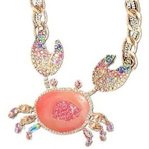Betsey Johnson Pink Crab Statement Necklace nwt nautical betsey johnson